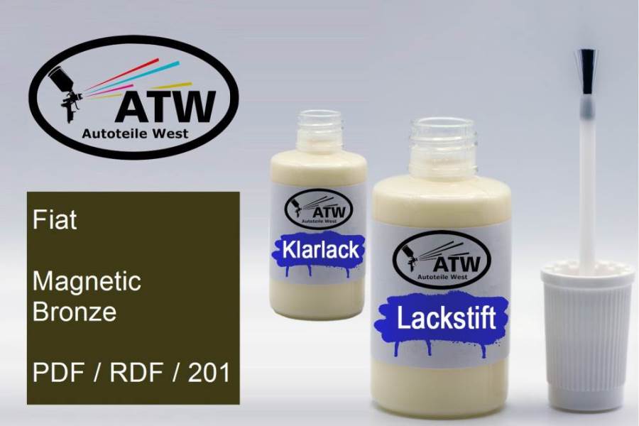 Fiat, Magnetic Bronze, PDF / RDF / 201: 20ml Lackstift + 20ml Klarlack - Set, von ATW Autoteile West.